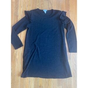 Perfectly Priscilla Dress Womens Large Ruffle Sleeve Stretch Side Pockets Casual